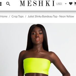 MESHKI Neon Yellow/Green Crop Top L